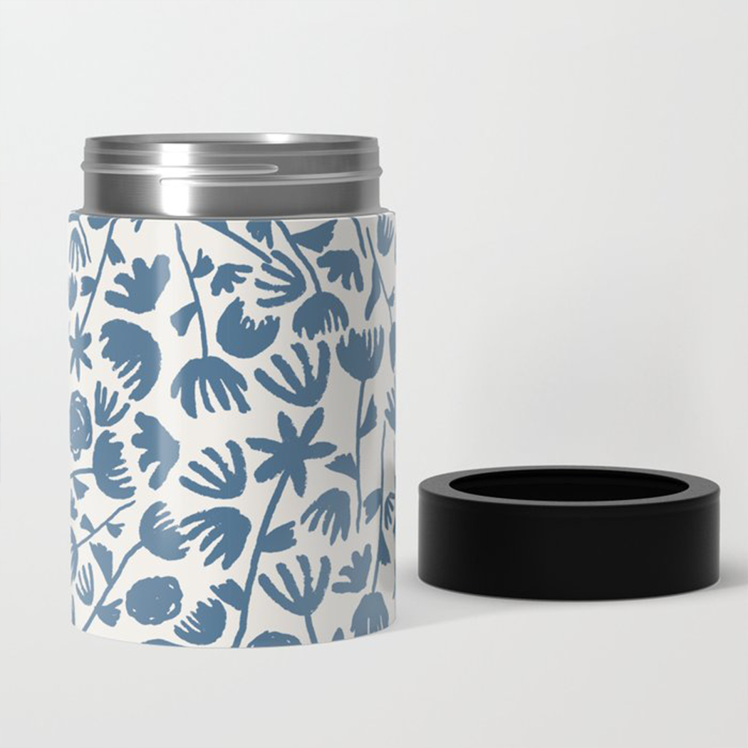 Light Blue Floral Can Cooler/Koozie
