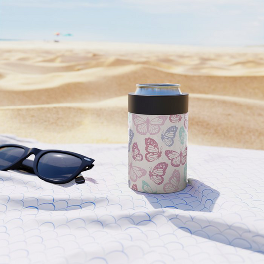Pink Butterfly Can Cooler/Koozie
